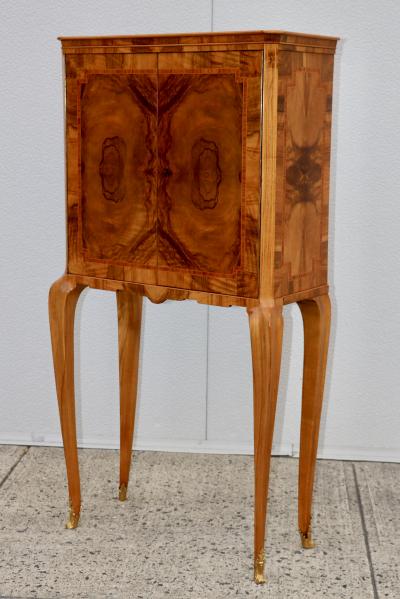 1940s French Burl wood Tall Bar Cabinet