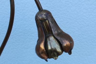 1940s French Copper Flower Table Lamp