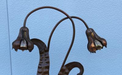 1940s French Copper Flower Table Lamp