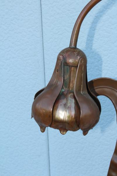1940s French Copper Flower Table Lamp