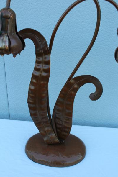 1940s French Copper Flower Table Lamp