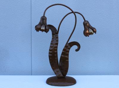 1940s French Copper Flower Table Lamp