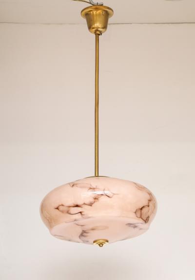 1940s French Petite Glass And Brass Pendant