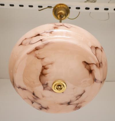 1940s French Petite Glass And Brass Pendant