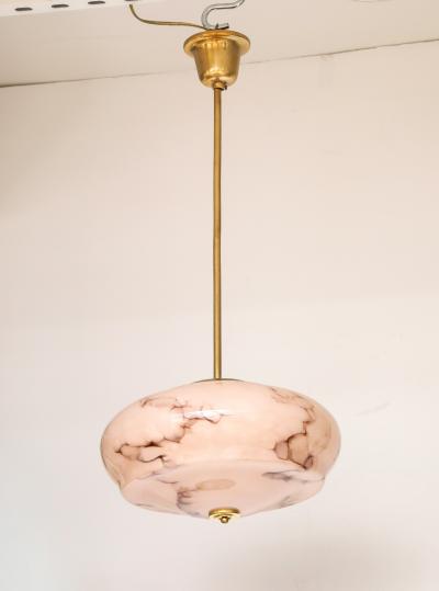 1940s French Petite Glass And Brass Pendant