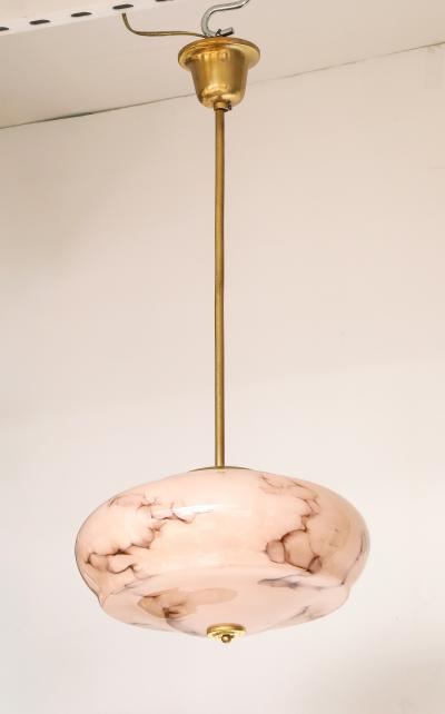 1940s French Petite Glass And Brass Pendant