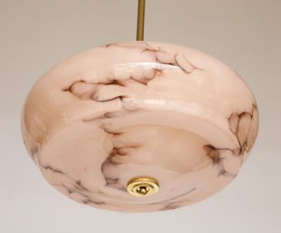 1940s French Petite Glass And Brass Pendant