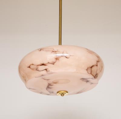 1940s French Petite Glass And Brass Pendant