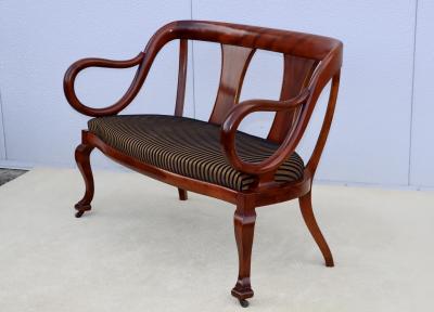 1940s French Sculptural Frame Cherry wood Settee
