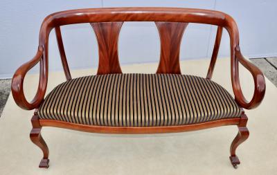 1940s French Sculptural Frame Cherry wood Settee