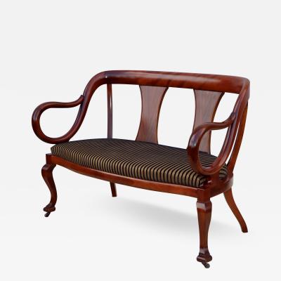 1940s French Sculptural Frame Cherry wood Settee
