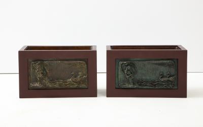 1940s French Signed Bronze Planters