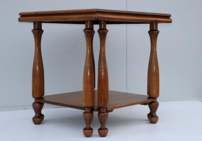 1940s French Two Tier Large Oak Side Table