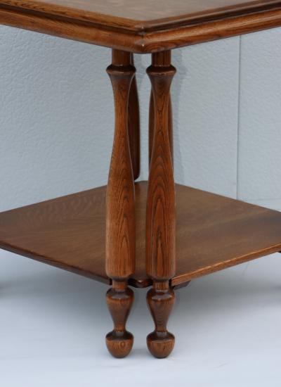 1940s French Two Tier Large Oak Side Table