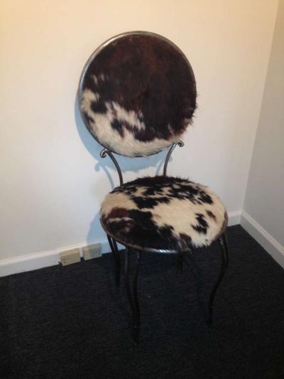 1940s Iron Hollywood Regency Cowhide Chair