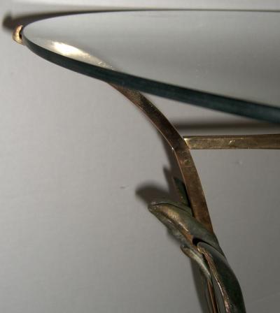 1940s Italian Carved Wood and Brass Cocktail Table