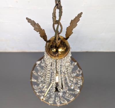 1940s Italian Empire Revival Sac E Perle Crystal Basket Chandelier