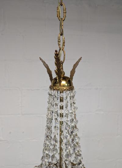 1940s Italian Empire Revival Sac E Perle Crystal Basket Chandelier
