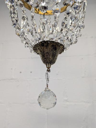 1940s Italian Empire Revival Sac E Perle Crystal Basket Chandelier