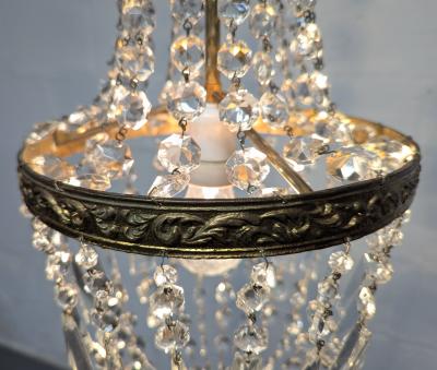 1940s Italian Empire Revival Sac E Perle Crystal Basket Chandelier