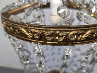1940s Italian Empire Revival Sac E Perle Crystal Basket Chandelier