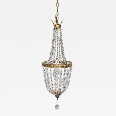 1940s Italian Empire Revival Sac E Perle Crystal Basket Chandelier