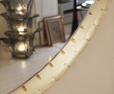 1940s Italian Large Illuminated Wooden Mirror