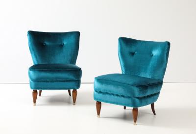 1940s Italian Petitte Slipper And Ottoman In Velvet Upholstery