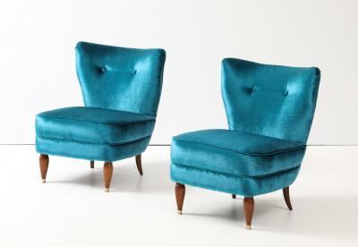 1940s Italian Petitte Slipper And Ottoman In Velvet Upholstery