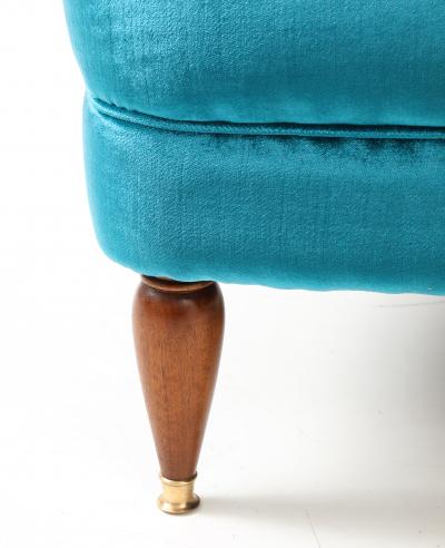 1940s Italian Petitte Slipper And Ottoman In Velvet Upholstery