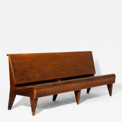 1940s Italian Solid Wood Mid Century Bench