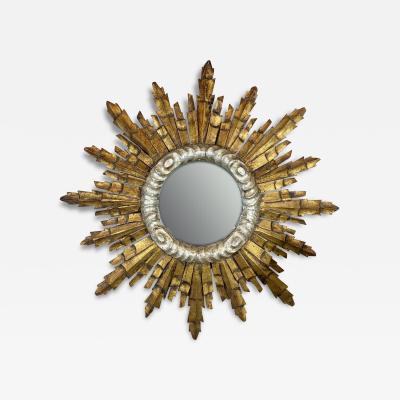 1940s Italian Wooden Sunburst Mirror