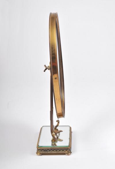 1940s Italian brass oval table mirror