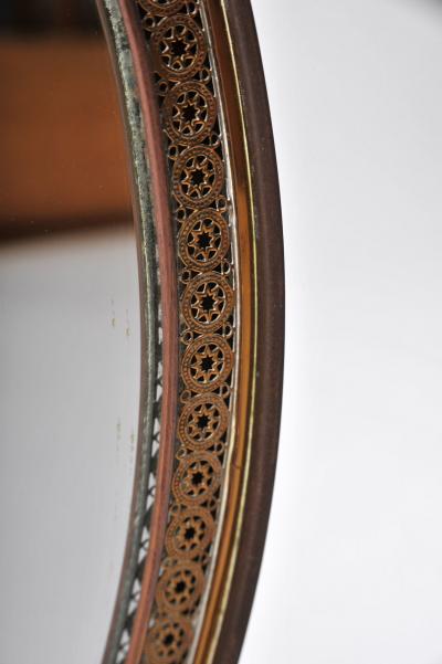 1940s Italian brass oval table mirror