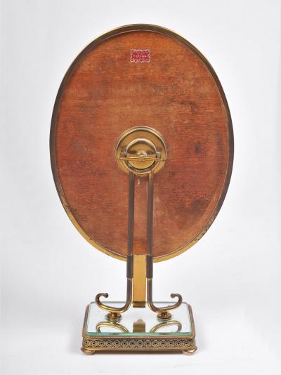 1940s Italian brass oval table mirror