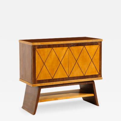 1940s Italian cabinet teak cherrywood w geometric inlay