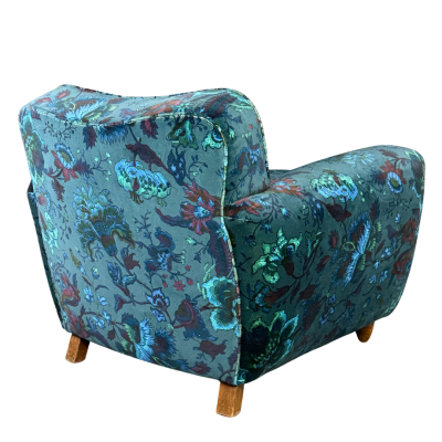 1940s Italian classic modernist club chair w patterned velvet