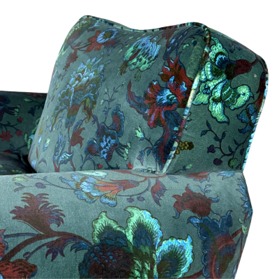 1940s Italian classic modernist club chair w patterned velvet