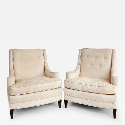 1940s Mid century Modern Club Chairs Ultrasuede Upholstery Loose Seat Cushions