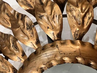 1940s Petite French Gilt Metal Sunflower Light