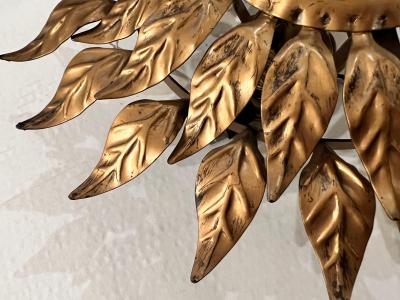 1940s Petite French Gilt Metal Sunflower Light