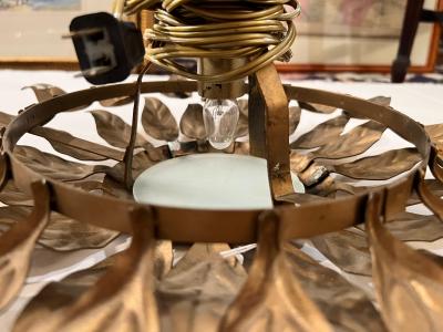 1940s Petite French Gilt Metal Sunflower Light