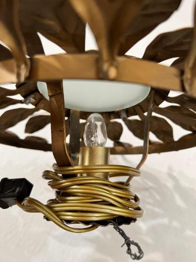 1940s Petite French Gilt Metal Sunflower Light