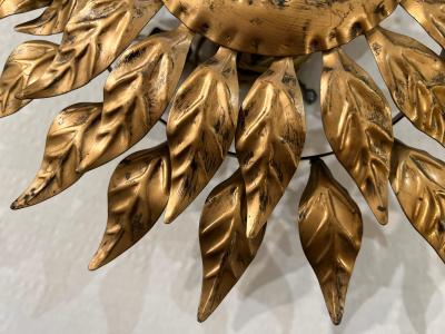 1940s Petite French Gilt Metal Sunflower Light