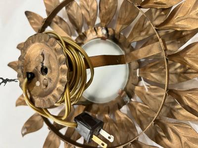 1940s Petite French Gilt Metal Sunflower Light