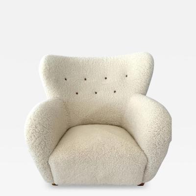 1940s Scandinavian Sheepskin Lounge Chair