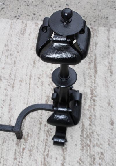 1940s Scrolled Iron Large Pair Of Andirons