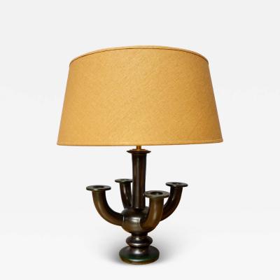 1940s black ceramic lamp