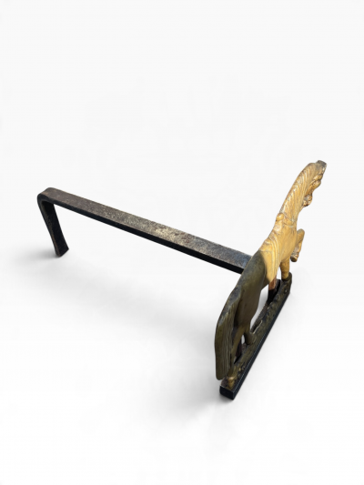 1940s bronze horse andirons