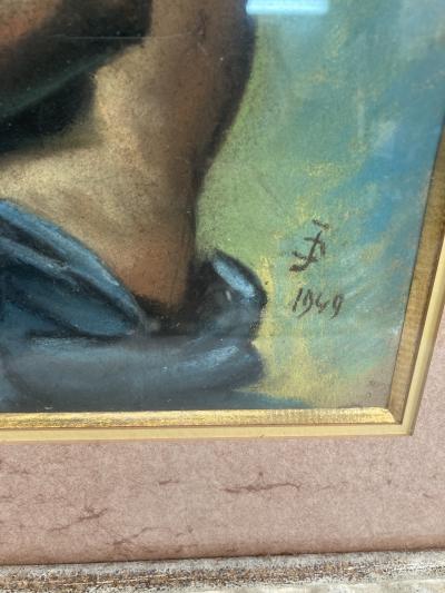 1940s pastel showing a beautiful African woman